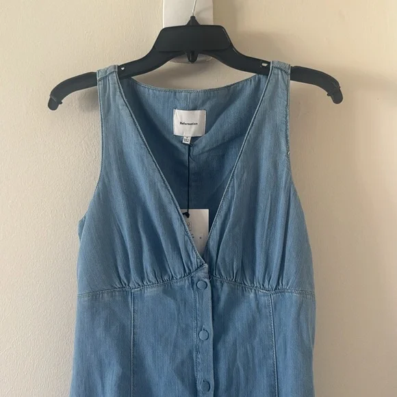 Reformation Sebastien Denim Midi Dress, Size 2, $248